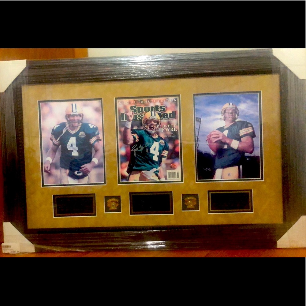 GONE. Gifted. Autographed Framed Double Matted Favre Piece
